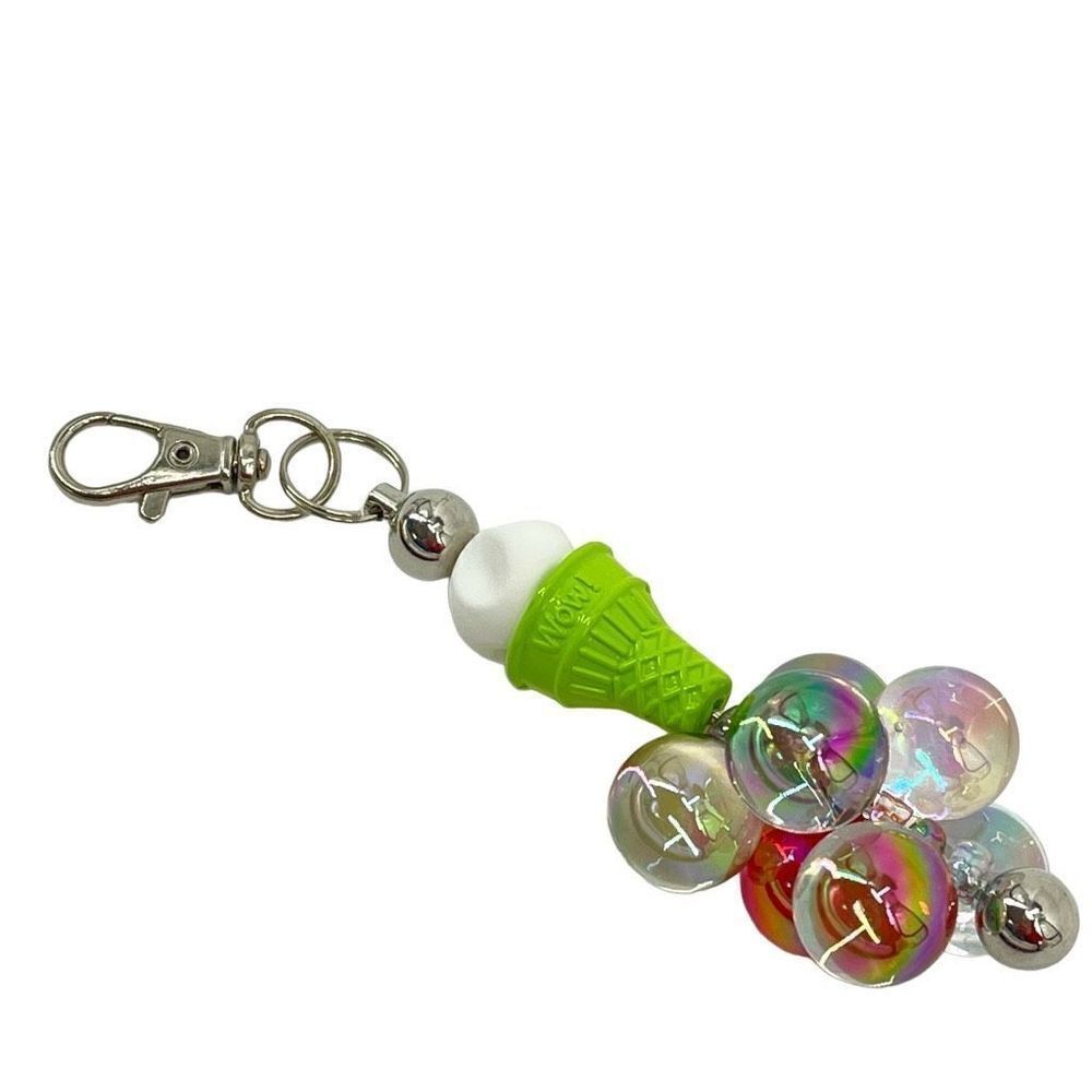 Keychain purse charm Beaded Keychain For Women, Silicone bead ice cream cone bal